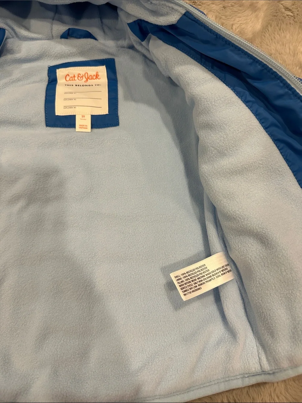 Cat & Jack Blue Quilted Hooded Puffer Jacket
